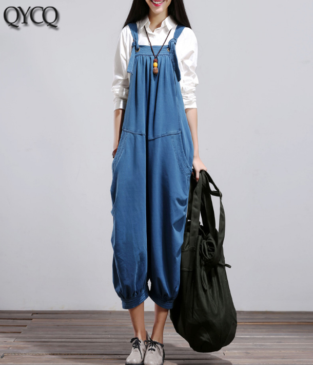 Denim Loose Casual Spring Summer Cotton Overall Women Jumpsuits QYCQ05162 VPPBUY shop