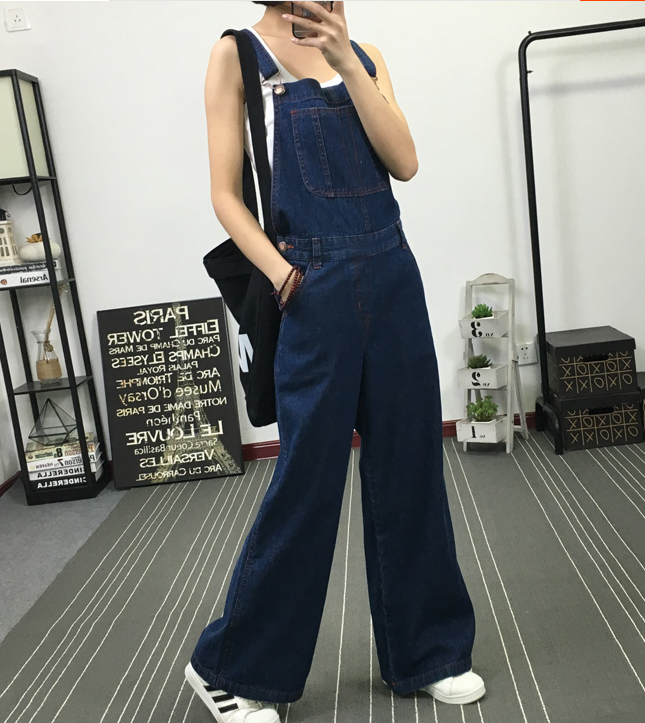 Navy Blue Denim Casual Spring Denim Overall Women Jumpsuits QY11 VPPBUY shop