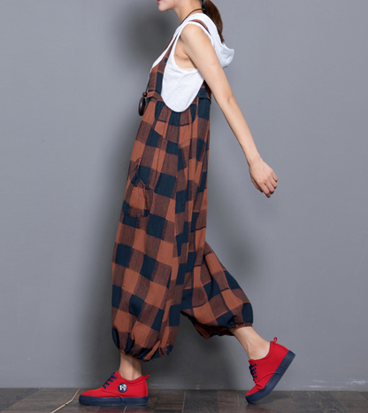 Checked Denim Casual Spring Denim Overall Plaid Women Jumpsuits QY07 VPPBUY shop