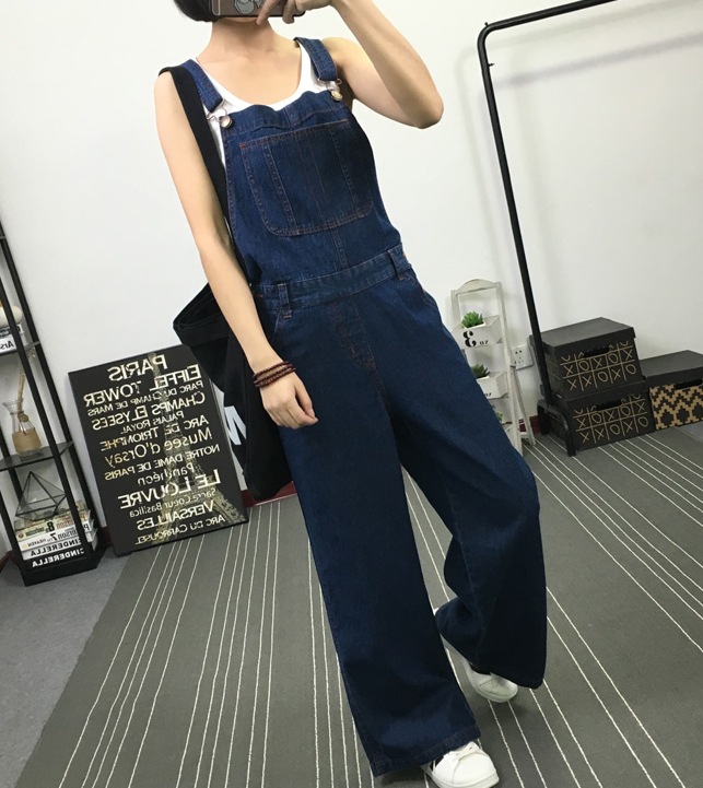 Navy Blue Denim Casual Spring Denim Overall Women Jumpsuits QY11 VPPBUY shop