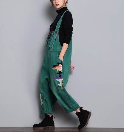 Green Denim Casual Spring Denim Overall Women Jumpsuits QY08 VPPBUY shop