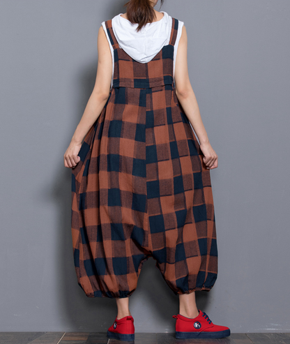 Checked Denim Casual Spring Denim Overall Plaid Women Jumpsuits QY07 VPPBUY shop