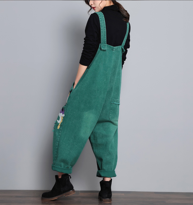 Green Denim Casual Spring Denim Overall Women Jumpsuits QY08 VPPBUY shop