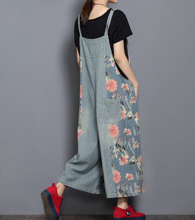 Floral Loose Denim Casual Spring Denim Overall Women Jumpsuits QY14 VPPBUY shop