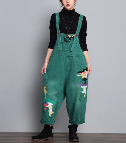 Green Denim Casual Spring Denim Overall Women Jumpsuits QY08 VPPBUY shop