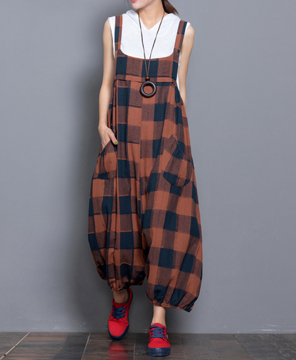 Checked Denim Casual Spring Denim Overall Plaid Women Jumpsuits QY07 VPPBUY shop