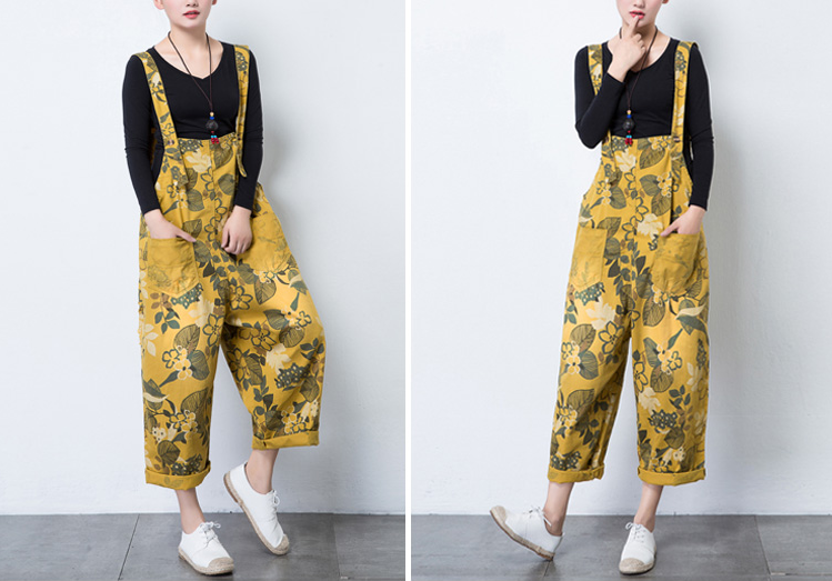 Floral Casual Spring Summer Cotton Overall Loose  Women Jumpsuits QYCQ05161 VPPBUY shop