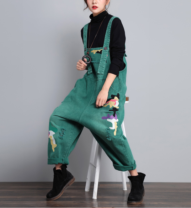 Green Denim Casual Spring Denim Overall Women Jumpsuits QY08 VPPBUY shop