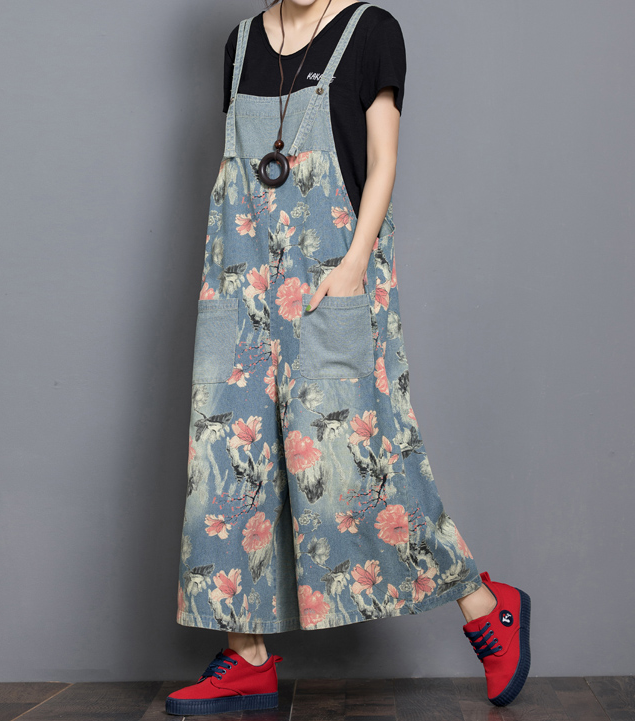 Floral Loose Denim Casual Spring Denim Overall Women Jumpsuits QY14 VPPBUY shop