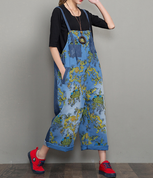 Floral Loose Denim Casual Spring Denim Overall Women Jumpsuits QYCQ34 VPPBUY shop