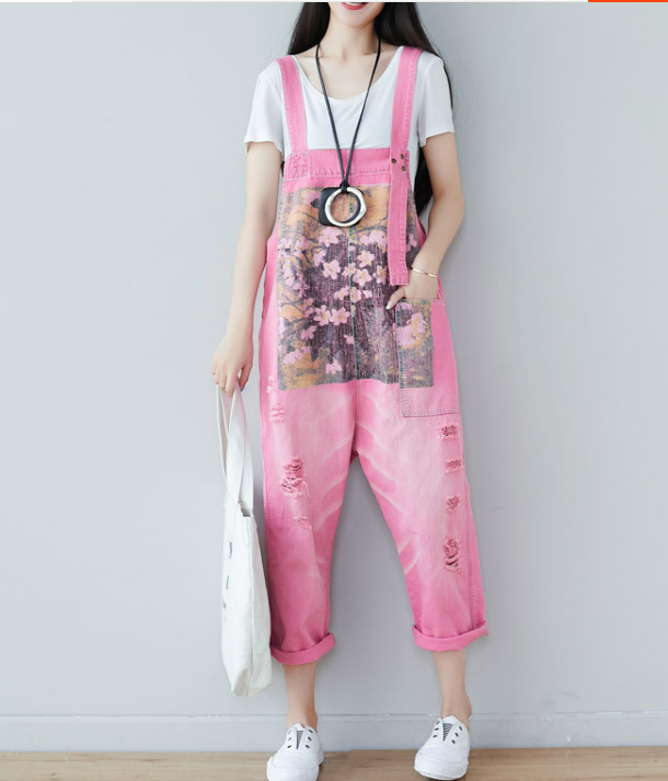 Pink Denim Casual Spring Denim Overall Women Jumpsuits  QY26 VPPBUY shop