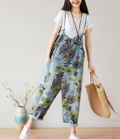 Floral Loose Denim Casual Spring Denim Overall Women Jumpsuits  QYCQ27 VPPBUY shop