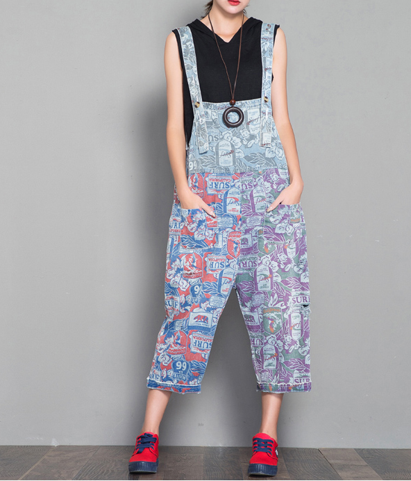 Floral Loose Denim Casual Spring Denim Overall Women Jumpsuits  QYCQ31 VPPBUY shop