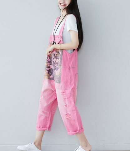 Pink Denim Casual Spring Denim Overall Women Jumpsuits  QY26 VPPBUY shop