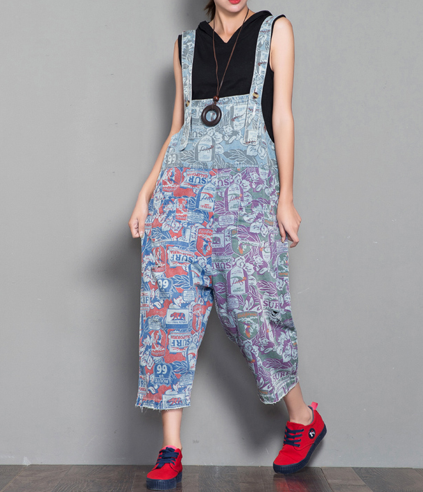 Floral Loose Denim Casual Spring Denim Overall Women Jumpsuits  QYCQ31 VPPBUY shop