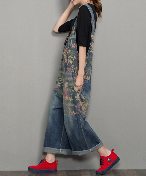 Floral Loose Handmade Denim Casual Spring Denim Overall Women Jumpsuits QY01 VPPBUY shop