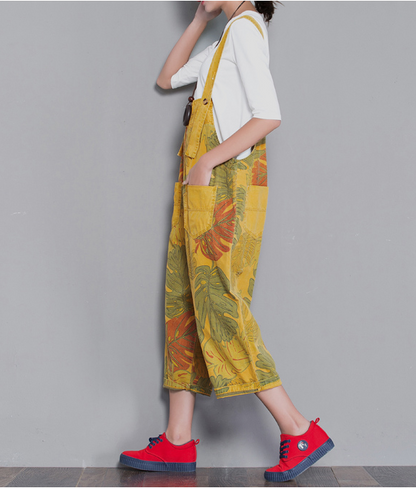 Yellow Floral Loose Denim Casual Spring Denim Overall Women Jumpsuits  QYCQ29 VPPBUY shop