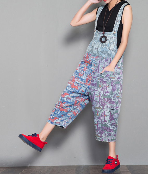 Floral Loose Denim Casual Spring Denim Overall Women Jumpsuits  QYCQ31 VPPBUY shop