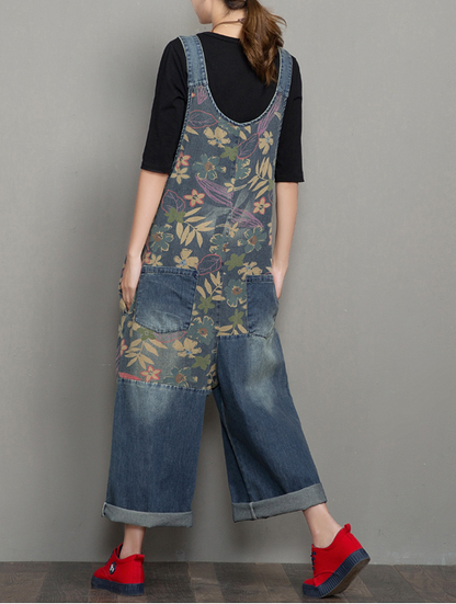 Floral Loose Handmade Denim Casual Spring Denim Overall Women Jumpsuits QY01 VPPBUY shop