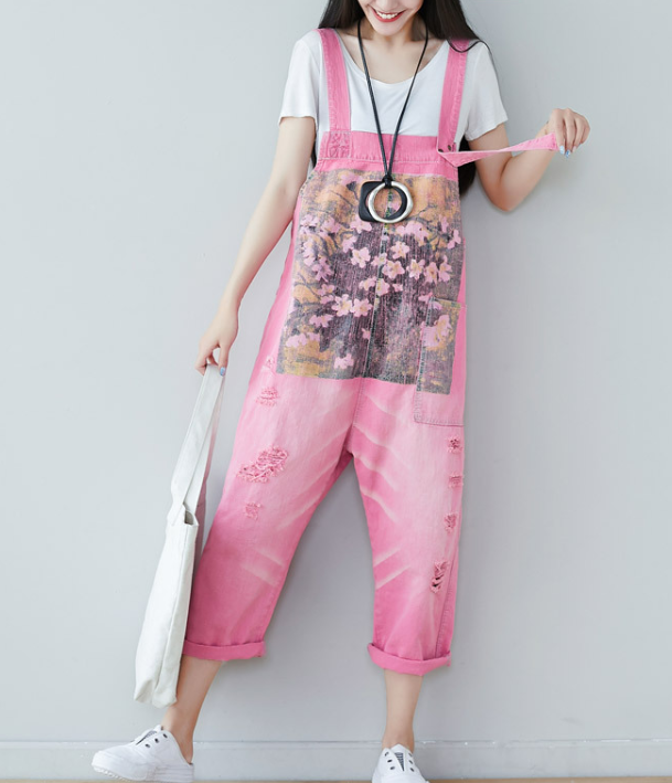 Pink Denim Casual Spring Denim Overall Women Jumpsuits  QY26 VPPBUY shop