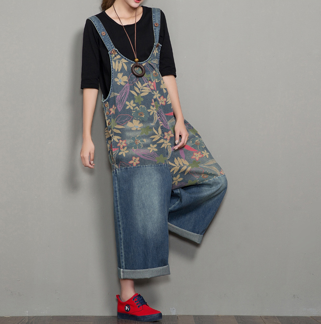 Floral Loose Handmade Denim Casual Spring Denim Overall Women Jumpsuits QY01 VPPBUY shop