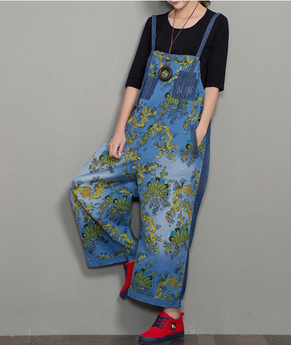 Floral Loose Denim Casual Spring Denim Overall Women Jumpsuits QYCQ34 VPPBUY shop