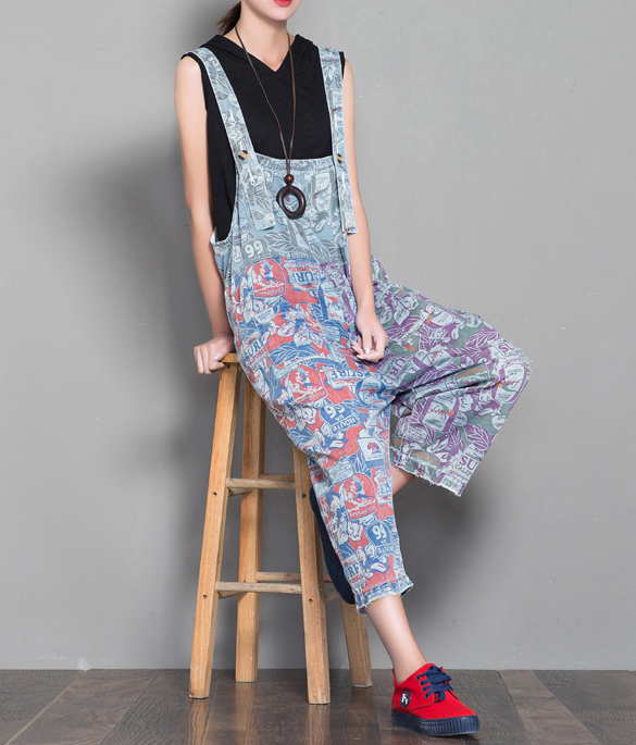 Floral Loose Denim Casual Spring Denim Overall Women Jumpsuits  QYCQ31 VPPBUY shop