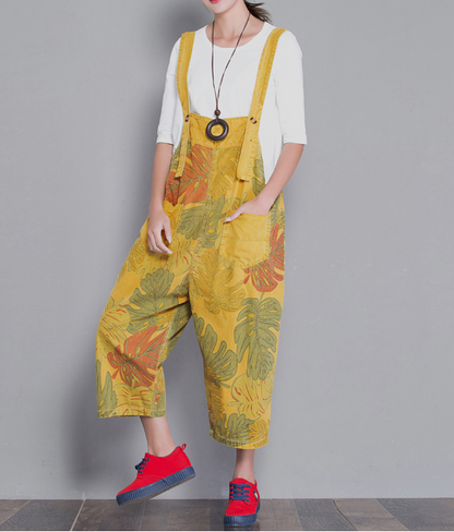 Yellow Floral Loose Denim Casual Spring Denim Overall Women Jumpsuits  QYCQ29 VPPBUY shop