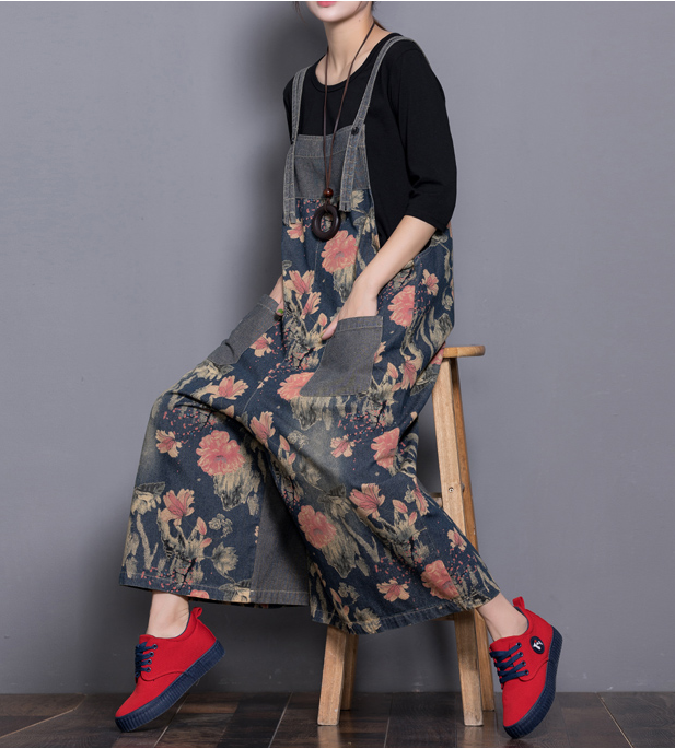 Floral Loose Handmade Denim Casual Spring Denim Overall Women Jumpsuits QY2 VPPBUY shop