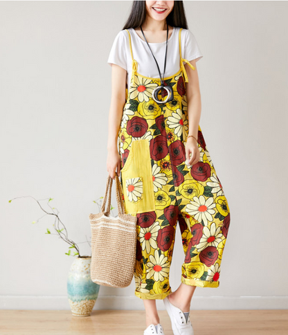 Floral Loose Denim Casual Spring Denim Overall Women Jumpsuits  QYCQ27 VPPBUY shop