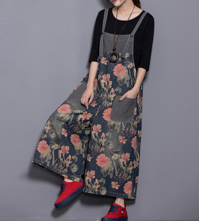 Floral Loose Handmade Denim Casual Spring Denim Overall Women Jumpsuits QY2 VPPBUY shop