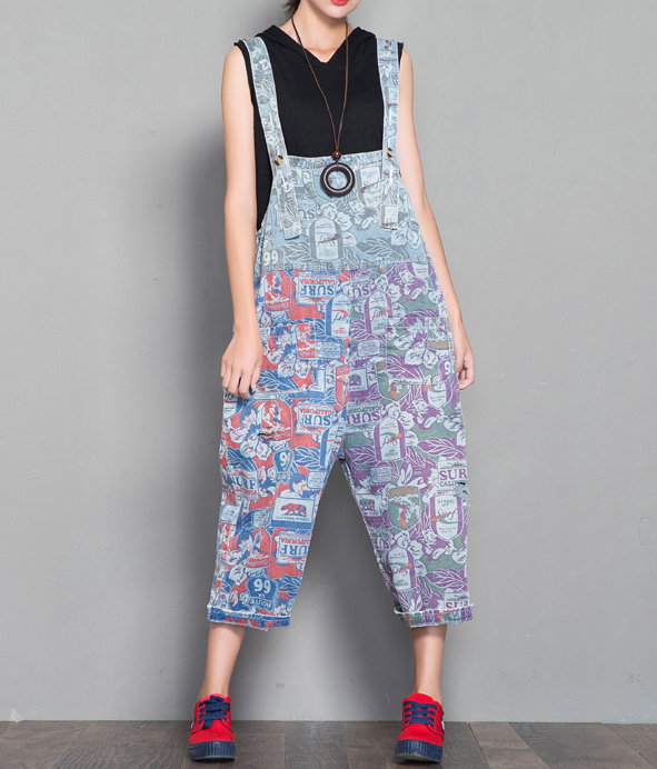 Floral Loose Denim Casual Spring Denim Overall Women Jumpsuits  QYCQ31 VPPBUY shop