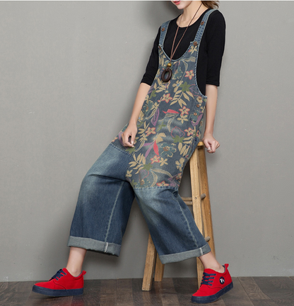 Floral Loose Handmade Denim Casual Spring Denim Overall Women Jumpsuits QY01 VPPBUY shop