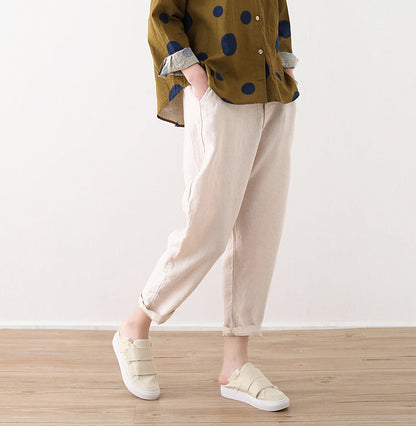 Summer 100% Linen Women Pants AMT96229 VPPBUY shop