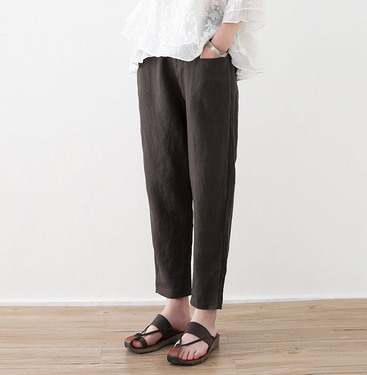 Summer 100% Linen Women Pants AMT96229 VPPBUY shop