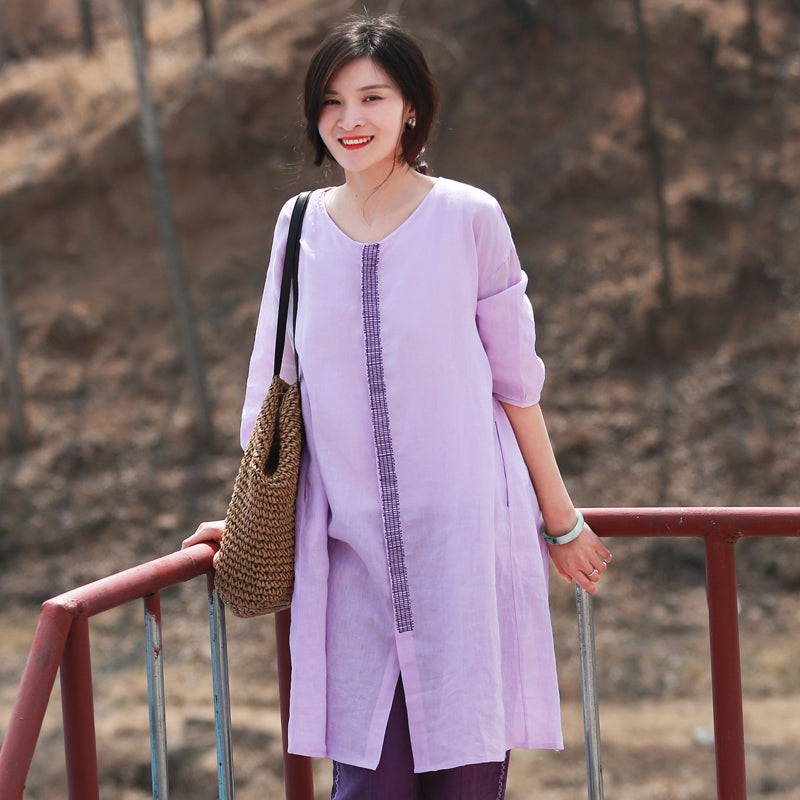 Pink 100% Linen Spring Cardigan Summer Women Tops MDYP9761 VPPBUY shop