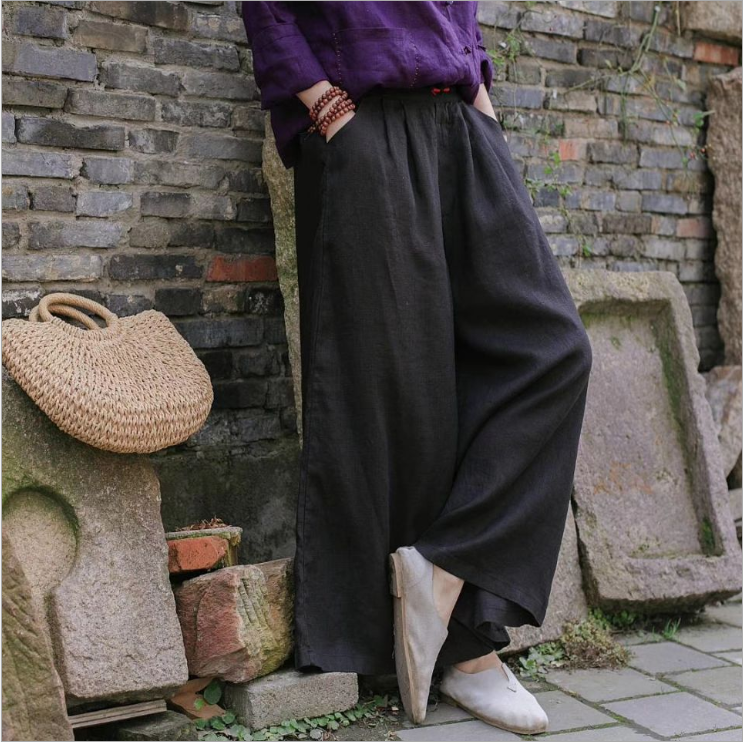 Linen Summer Wide Legs Women Casual Pants LPP97134 VPPBUY shop