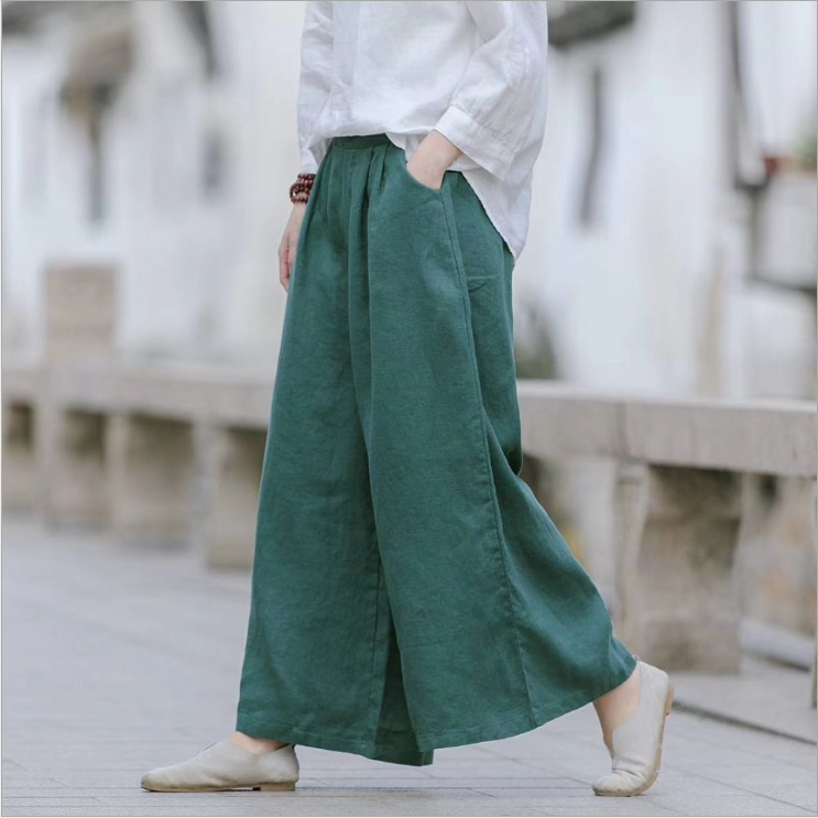 Linen Summer Wide Legs Women Casual Pants LPP97134 VPPBUY shop