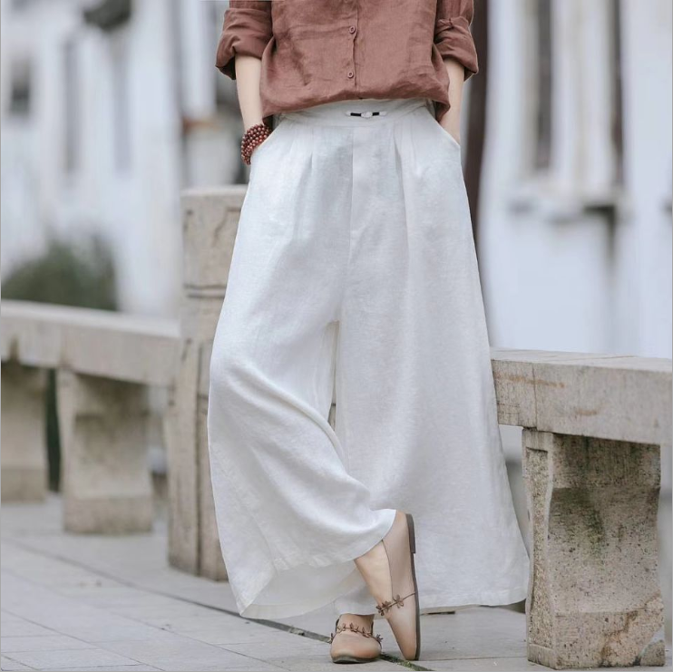 Linen Summer Wide Legs Women Casual Pants LPP97134 VPPBUY shop