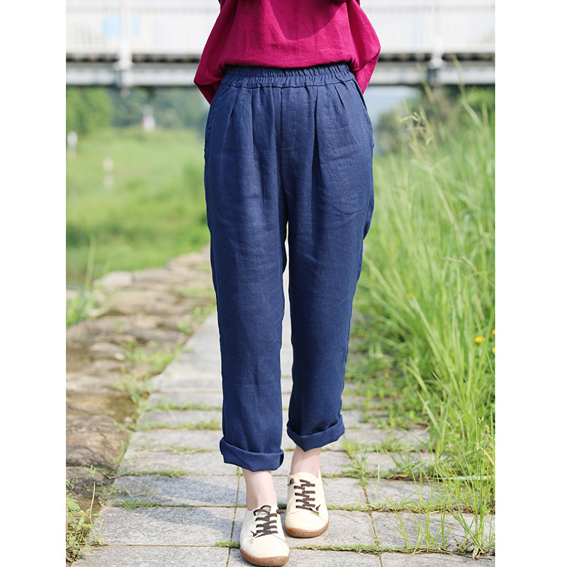 Linen Summer Autumn Women Casual Pants with Pockets SMM97221 VPPBUY shop