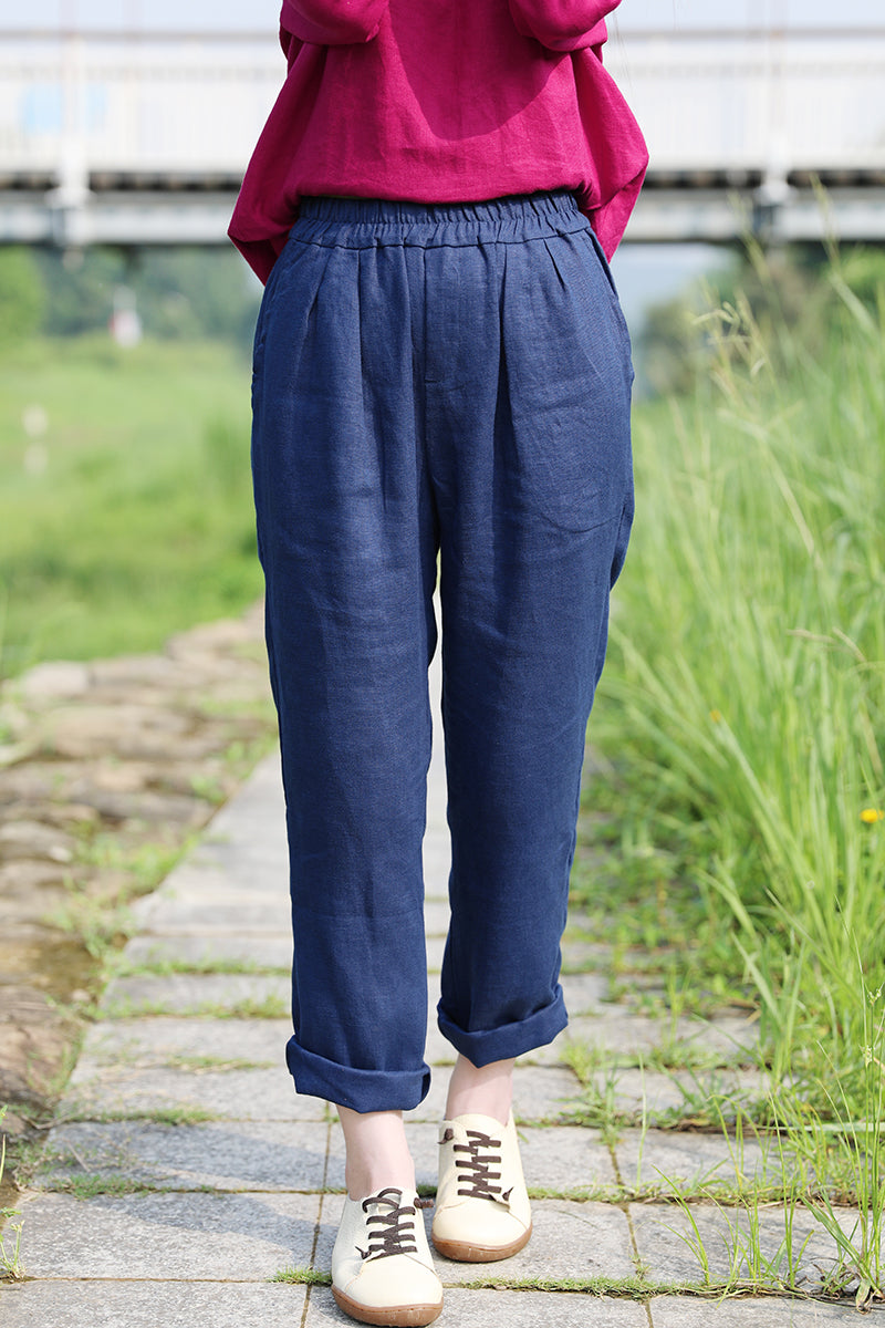 Linen Summer Autumn Women Casual Pants with Pockets SMM97221 VPPBUY shop