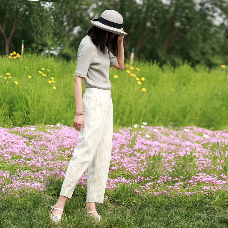 Summer Linen Summer Autumn Women Casual Pants with Pockets SXM97243 VPPBUY shop