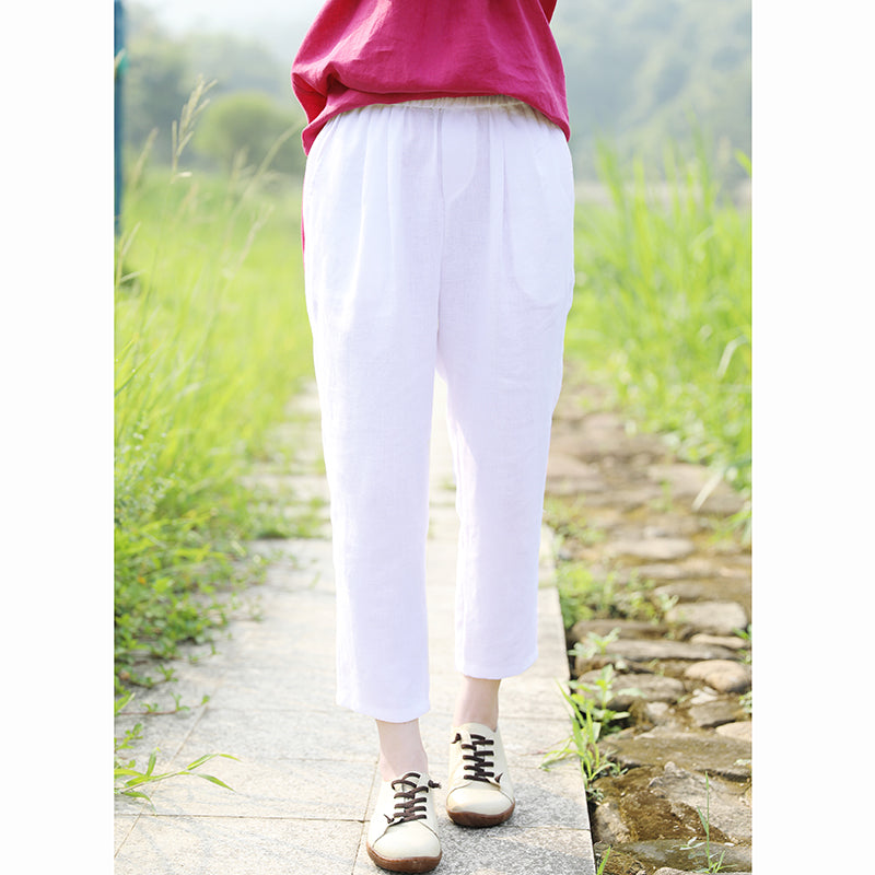 Linen Summer Autumn Women Casual Pants with Pockets SMM97223 VPPBUY shop