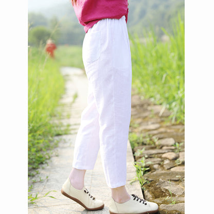 Linen Summer Autumn Women Casual Pants with Pockets SMM97223 VPPBUY shop