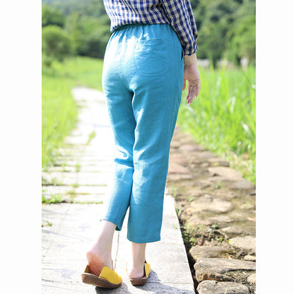 Linen Summer Autumn Women Casual Pants with Pockets SMM97224 VPPBUY shop