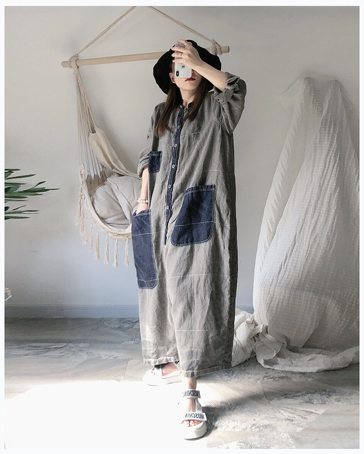 Summer Autumn Women Jumpsuits Casual Overall Linen Pants with Pockets PZ97267 VPPBUY shop