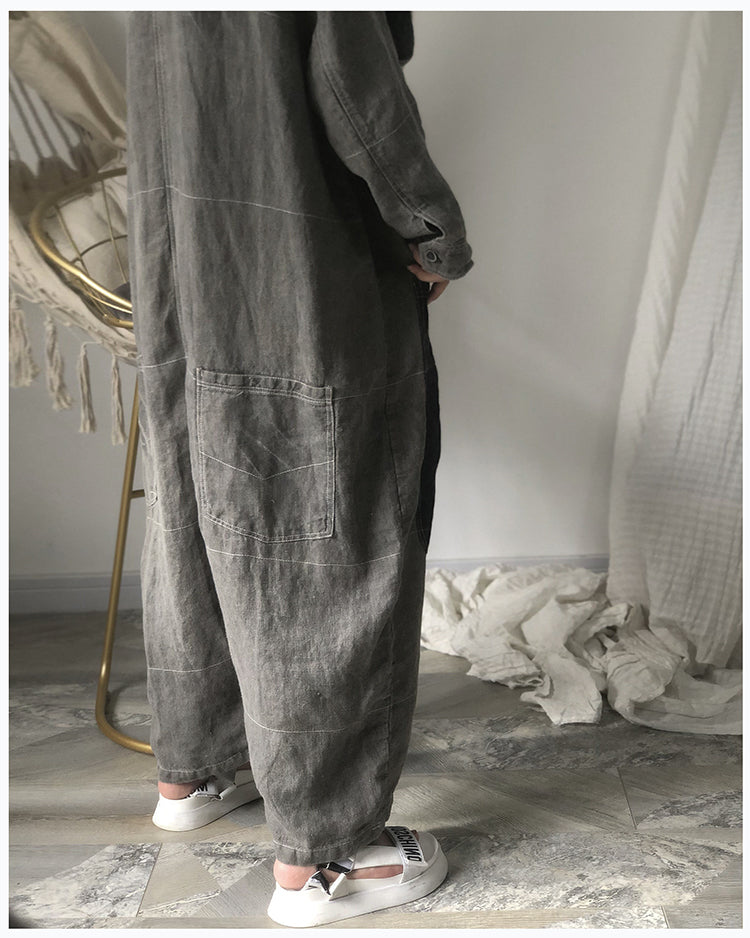 Summer Autumn Women Jumpsuits Casual Overall Linen Pants with Pockets PZ97267 VPPBUY shop