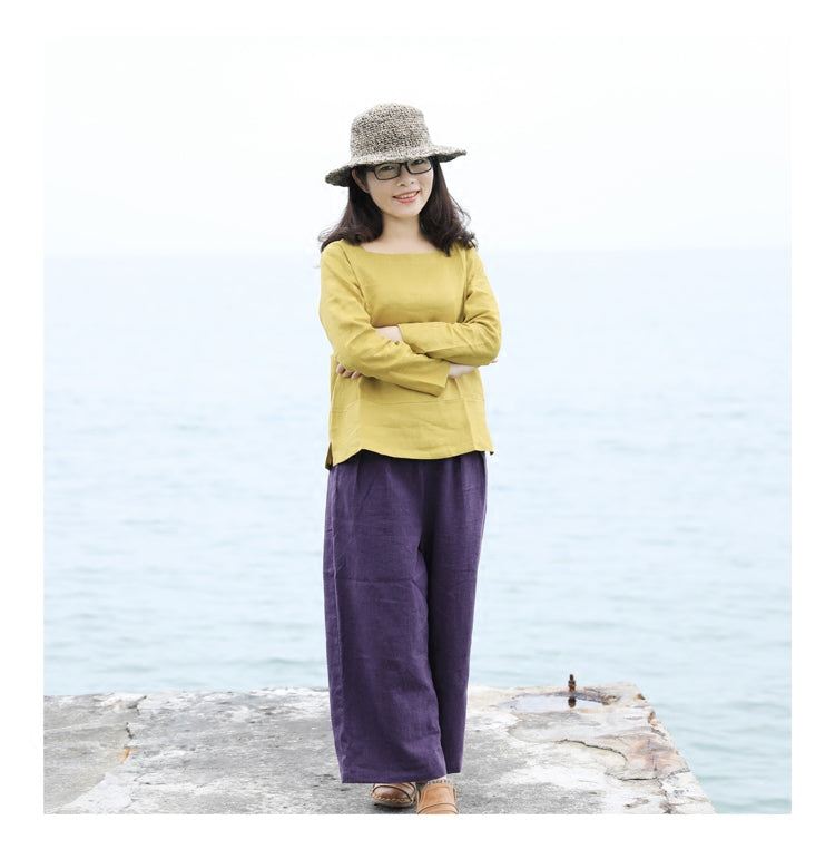 Purple Linen Summer Autumn Women Casual PantsSMM97235 VPPBUY shop