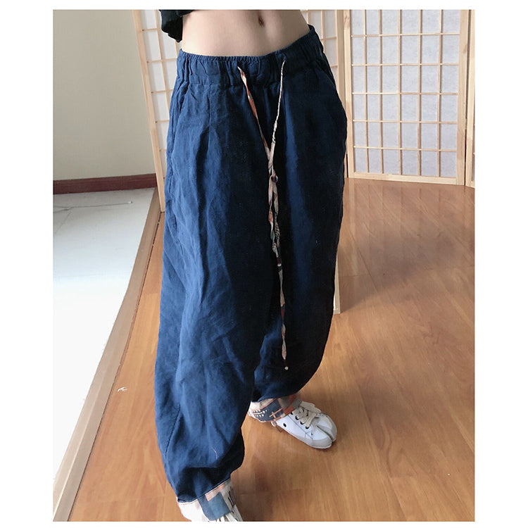 Summer Autumn Linen Wide Leg Pants Women Casual Pants with Pockets PZ97269 VPPBUY shop