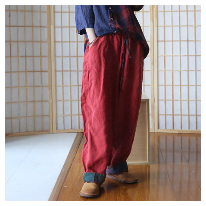 Summer Autumn Linen Wide Leg Pants Women Casual Pants with Pockets PZ97269 VPPBUY shop